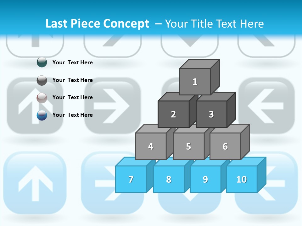 A Set Of Blue And Black Buttons With Arrows PowerPoint Template