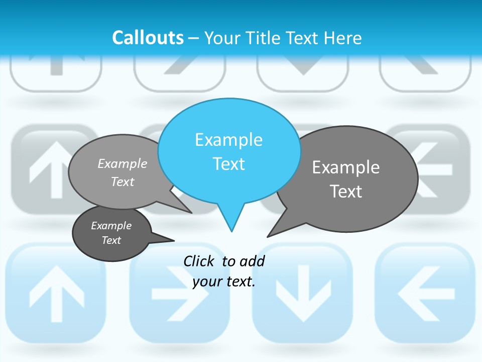 A Set Of Blue And Black Buttons With Arrows PowerPoint Template