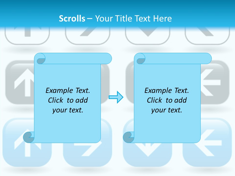 A Set Of Blue And Black Buttons With Arrows PowerPoint Template