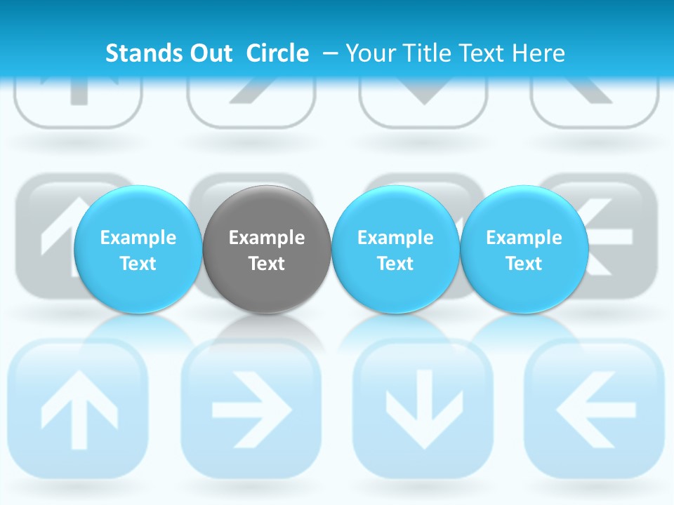 A Set Of Blue And Black Buttons With Arrows PowerPoint Template