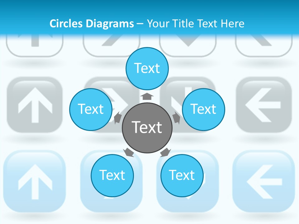 A Set Of Blue And Black Buttons With Arrows PowerPoint Template