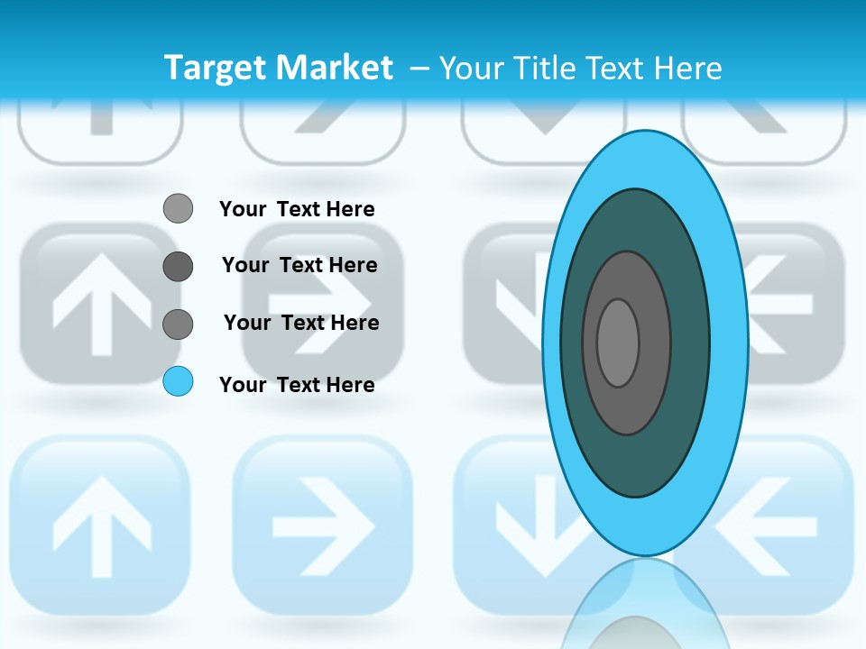 A Set Of Blue And Black Buttons With Arrows PowerPoint Template