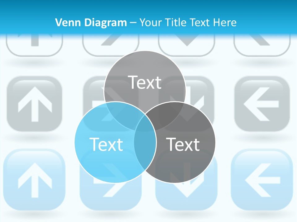 A Set Of Blue And Black Buttons With Arrows PowerPoint Template