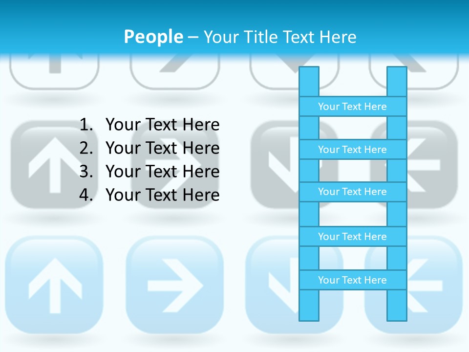 A Set Of Blue And Black Buttons With Arrows PowerPoint Template