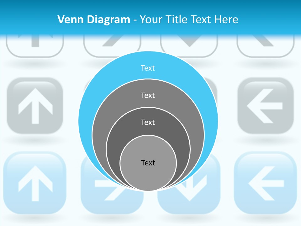 A Set Of Blue And Black Buttons With Arrows PowerPoint Template
