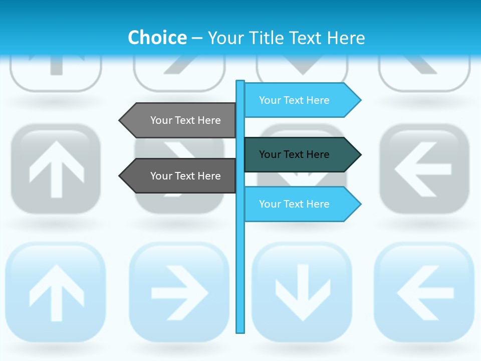 A Set Of Blue And Black Buttons With Arrows PowerPoint Template