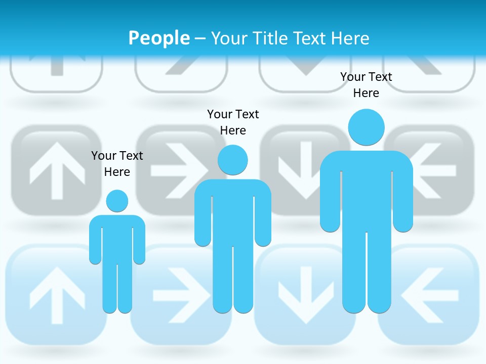 A Set Of Blue And Black Buttons With Arrows PowerPoint Template