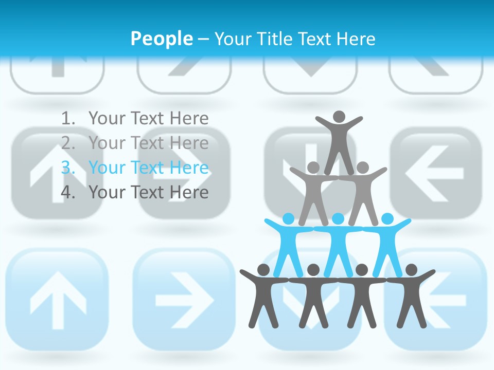 A Set Of Blue And Black Buttons With Arrows PowerPoint Template