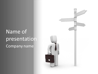 A Person Standing Next To A Street Sign PowerPoint Template