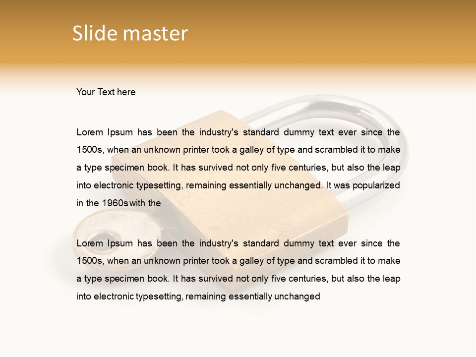 A Golden Padlock With A Key On A White Background PowerPoint Template