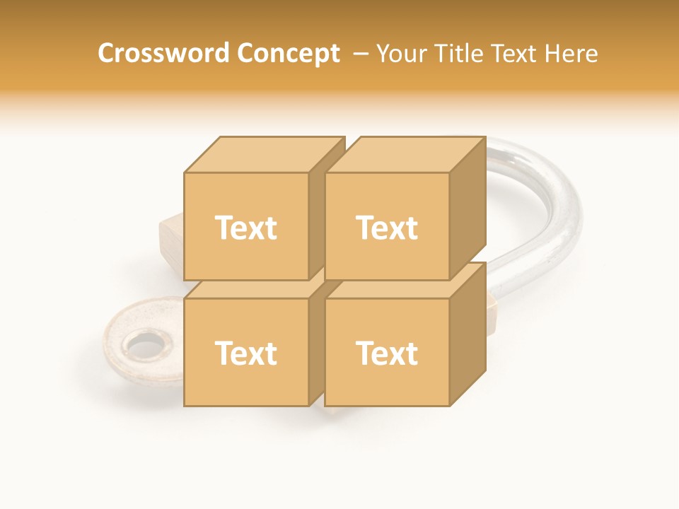 A Golden Padlock With A Key On A White Background PowerPoint Template