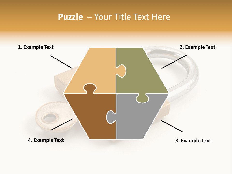 A Golden Padlock With A Key On A White Background PowerPoint Template