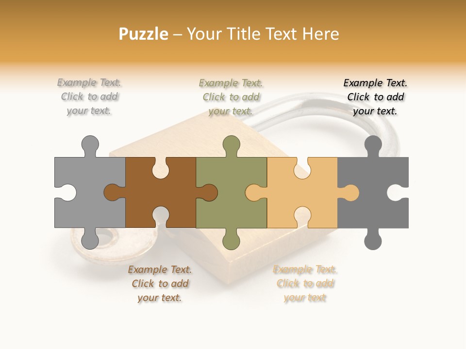 A Golden Padlock With A Key On A White Background PowerPoint Template