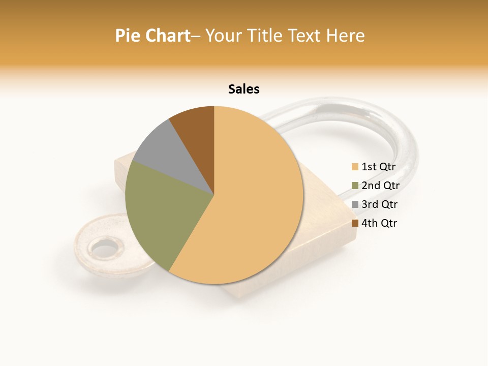 A Golden Padlock With A Key On A White Background PowerPoint Template