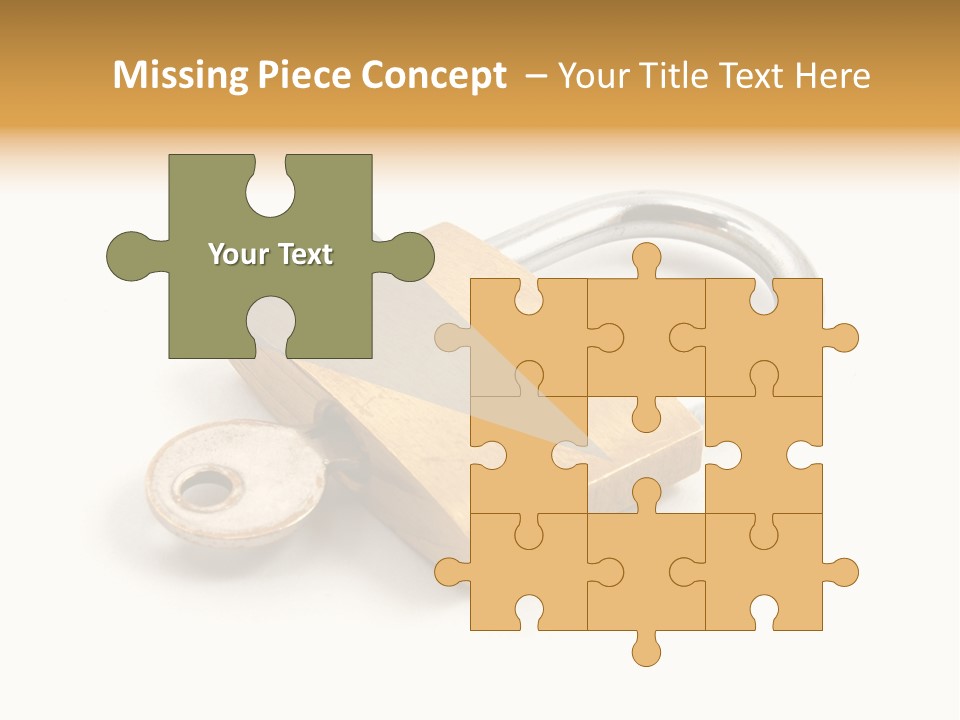 A Golden Padlock With A Key On A White Background PowerPoint Template