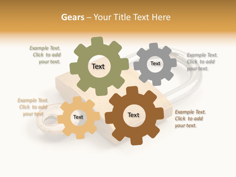 A Golden Padlock With A Key On A White Background PowerPoint Template