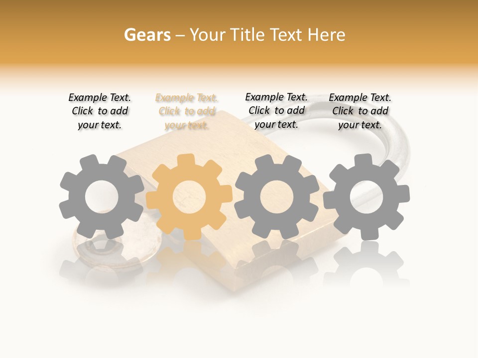 A Golden Padlock With A Key On A White Background PowerPoint Template