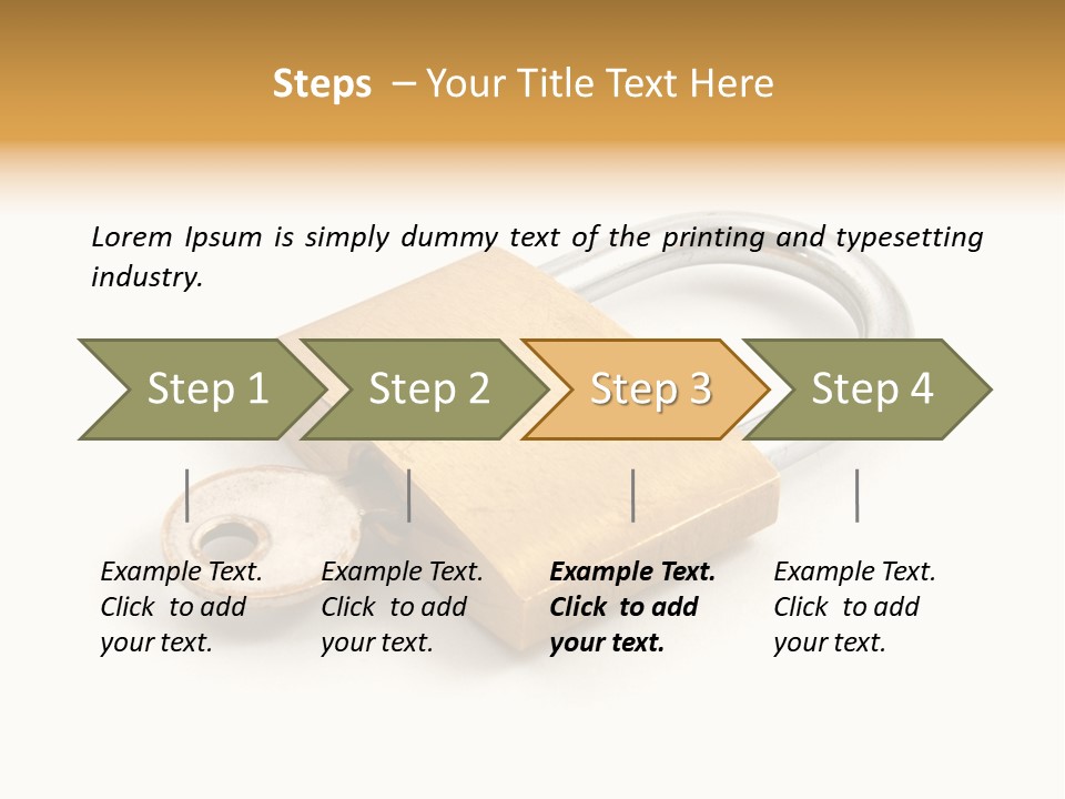 A Golden Padlock With A Key On A White Background PowerPoint Template