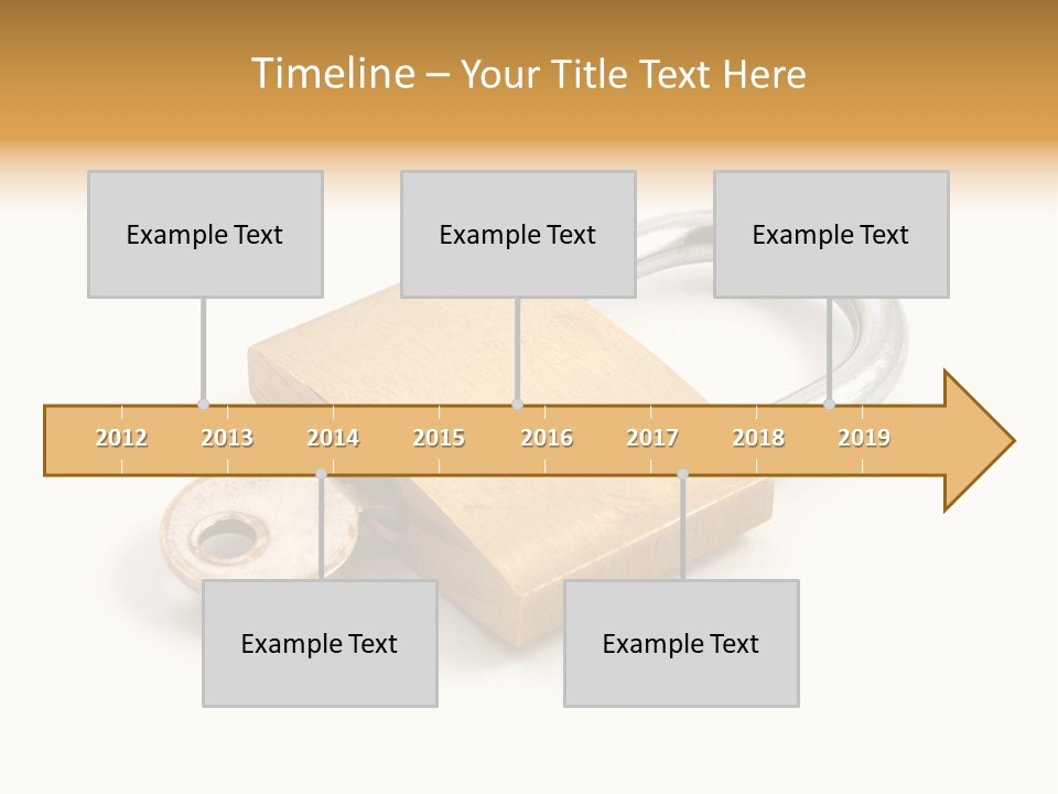 A Golden Padlock With A Key On A White Background PowerPoint Template
