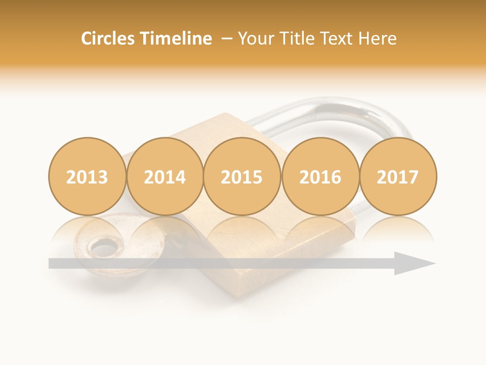 A Golden Padlock With A Key On A White Background PowerPoint Template