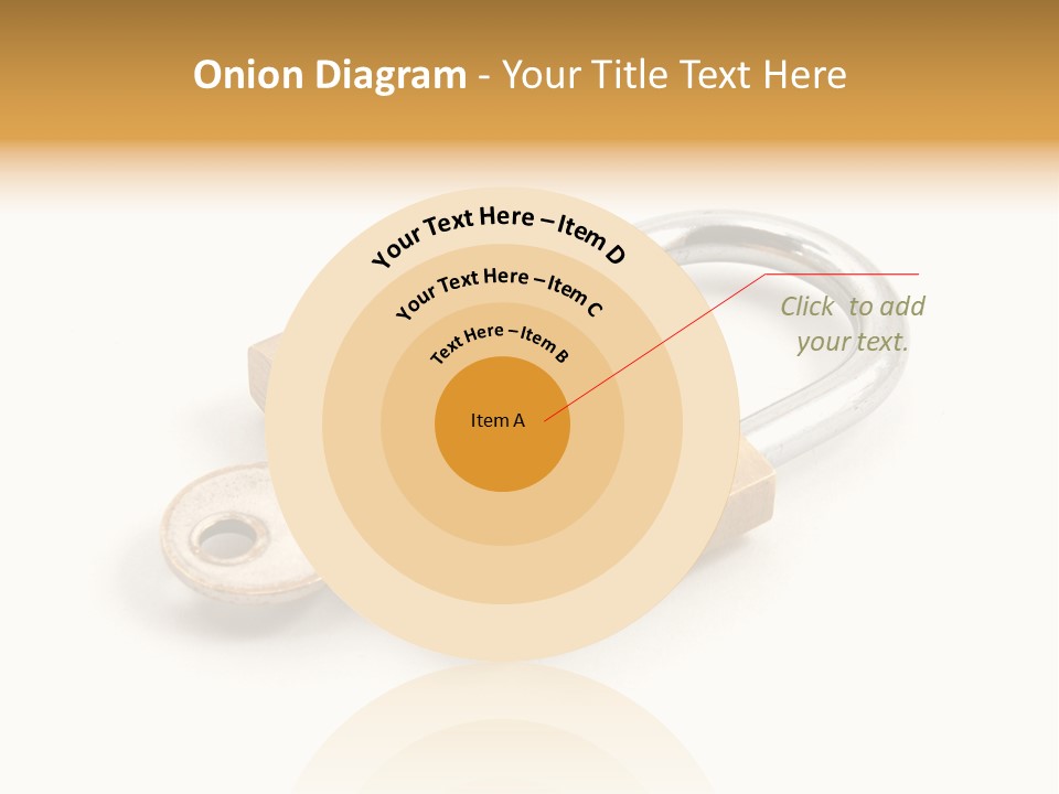 A Golden Padlock With A Key On A White Background PowerPoint Template