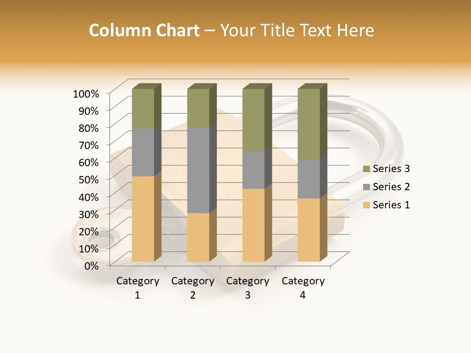 A Golden Padlock With A Key On A White Background PowerPoint Template