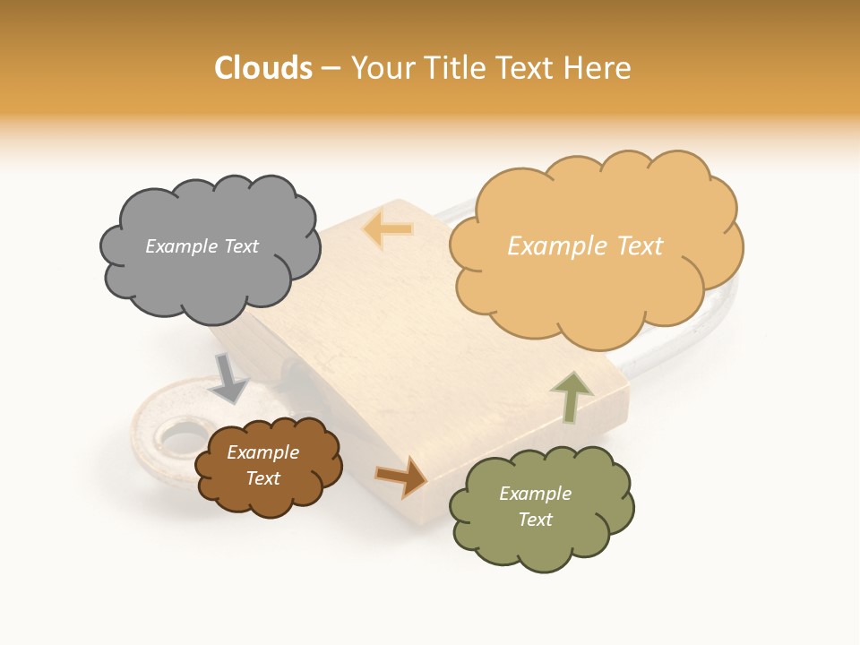 A Golden Padlock With A Key On A White Background PowerPoint Template