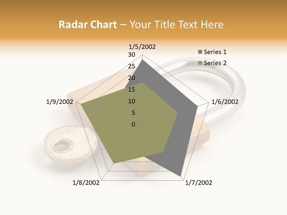 A Golden Padlock With A Key On A White Background PowerPoint Template