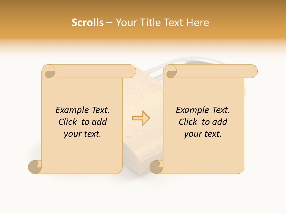 A Golden Padlock With A Key On A White Background PowerPoint Template