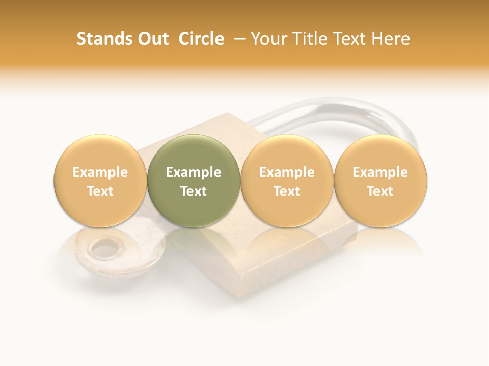 A Golden Padlock With A Key On A White Background PowerPoint Template
