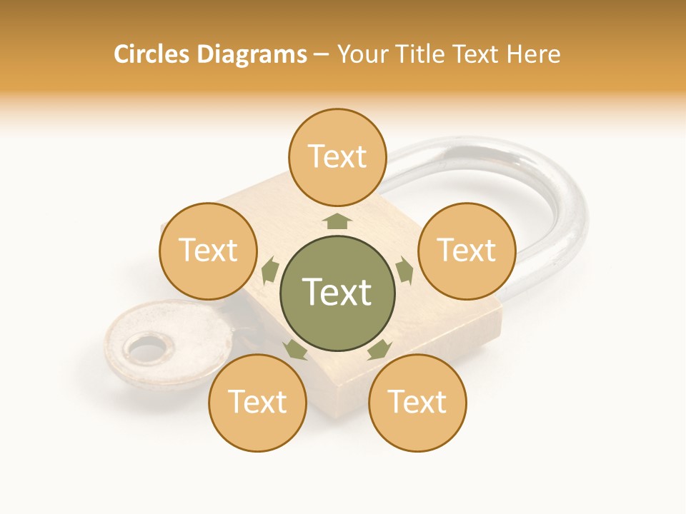 A Golden Padlock With A Key On A White Background PowerPoint Template