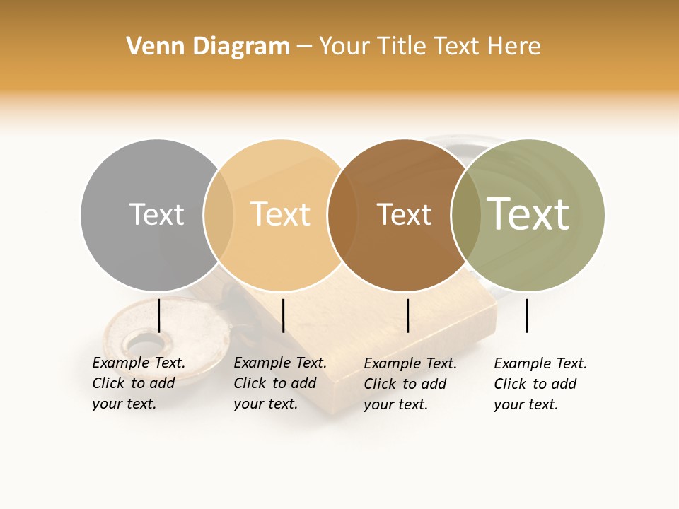 A Golden Padlock With A Key On A White Background PowerPoint Template