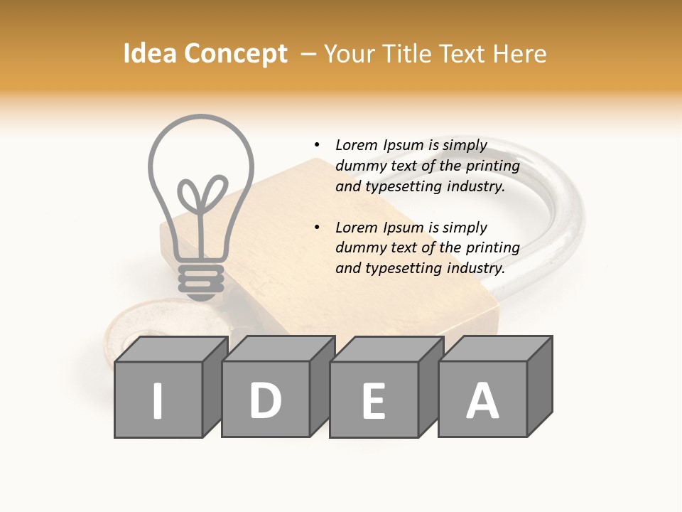 A Golden Padlock With A Key On A White Background PowerPoint Template