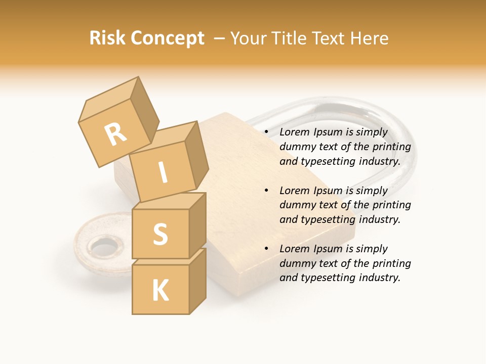 A Golden Padlock With A Key On A White Background PowerPoint Template