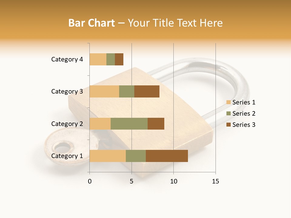 A Golden Padlock With A Key On A White Background PowerPoint Template