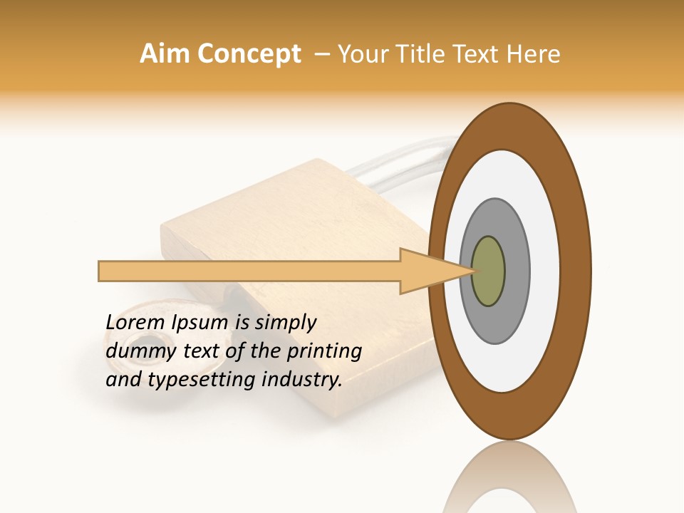 A Golden Padlock With A Key On A White Background PowerPoint Template