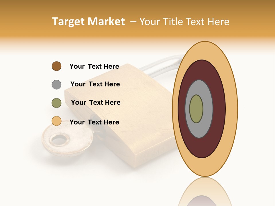 A Golden Padlock With A Key On A White Background PowerPoint Template