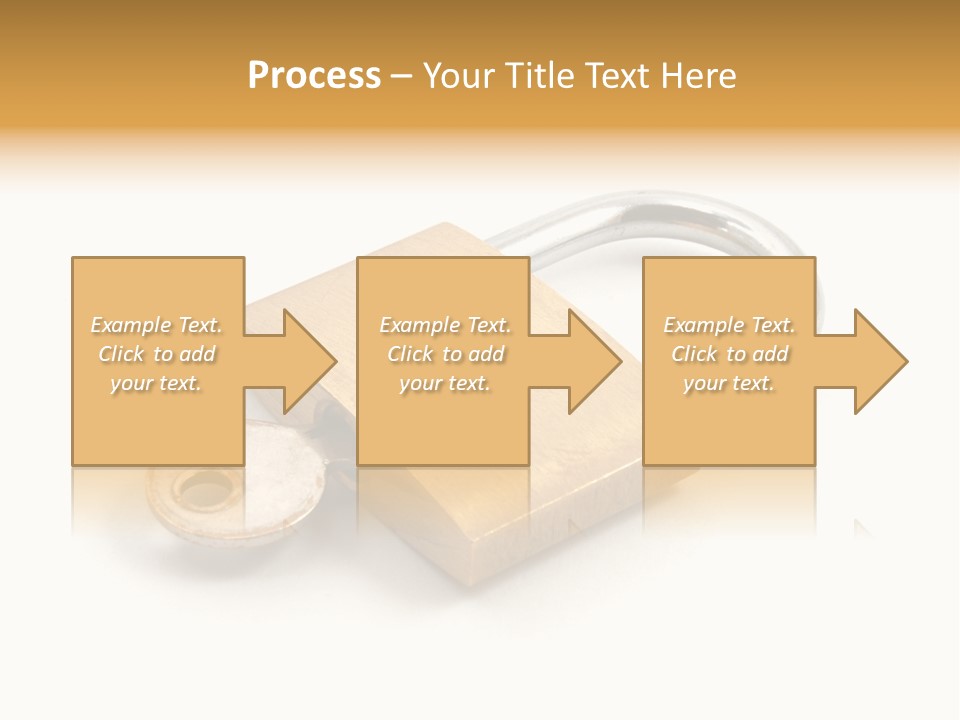A Golden Padlock With A Key On A White Background PowerPoint Template