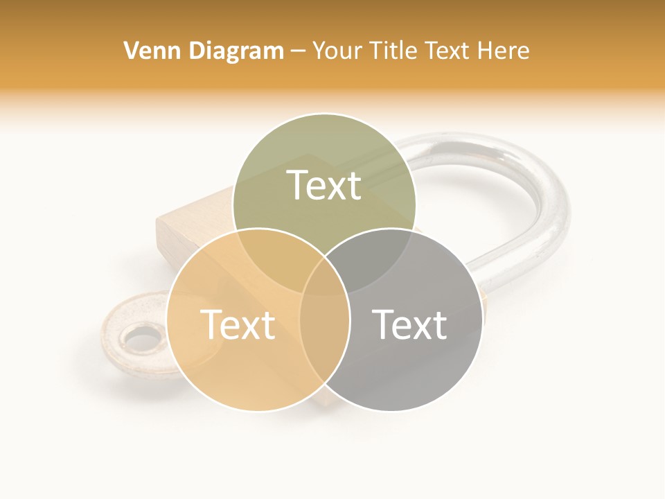 A Golden Padlock With A Key On A White Background PowerPoint Template
