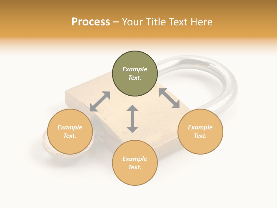 A Golden Padlock With A Key On A White Background PowerPoint Template