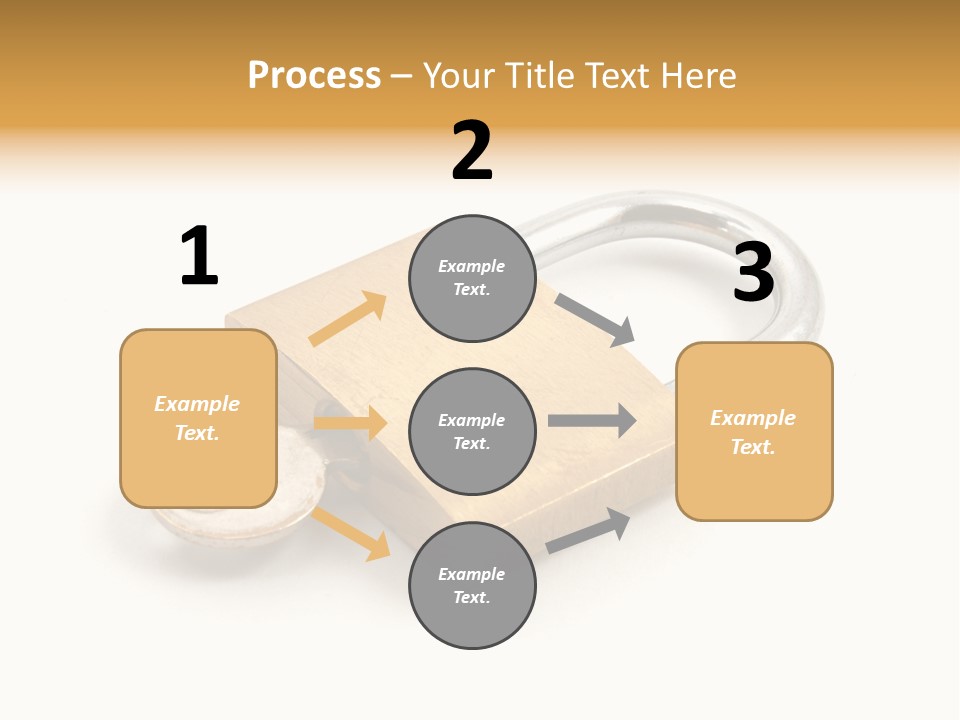 A Golden Padlock With A Key On A White Background PowerPoint Template