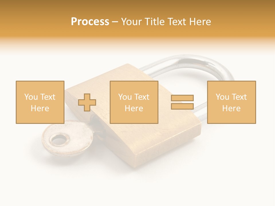 A Golden Padlock With A Key On A White Background PowerPoint Template