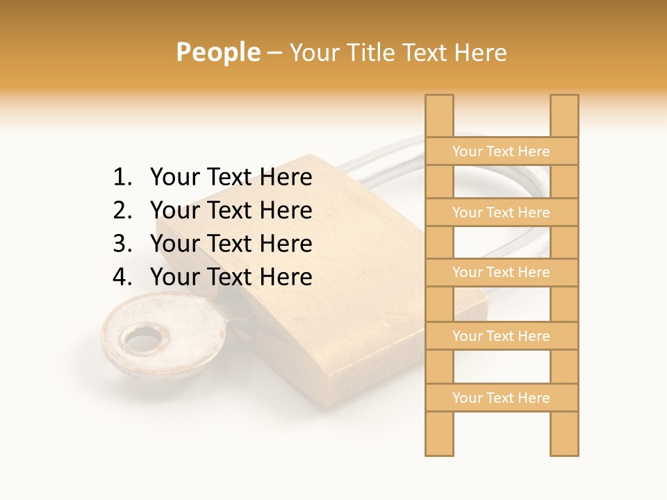 A Golden Padlock With A Key On A White Background PowerPoint Template