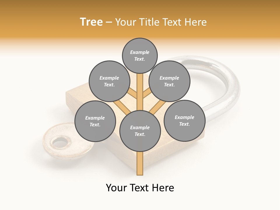 A Golden Padlock With A Key On A White Background PowerPoint Template