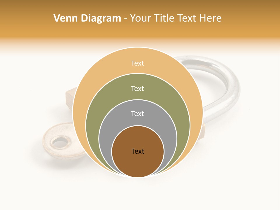 A Golden Padlock With A Key On A White Background PowerPoint Template