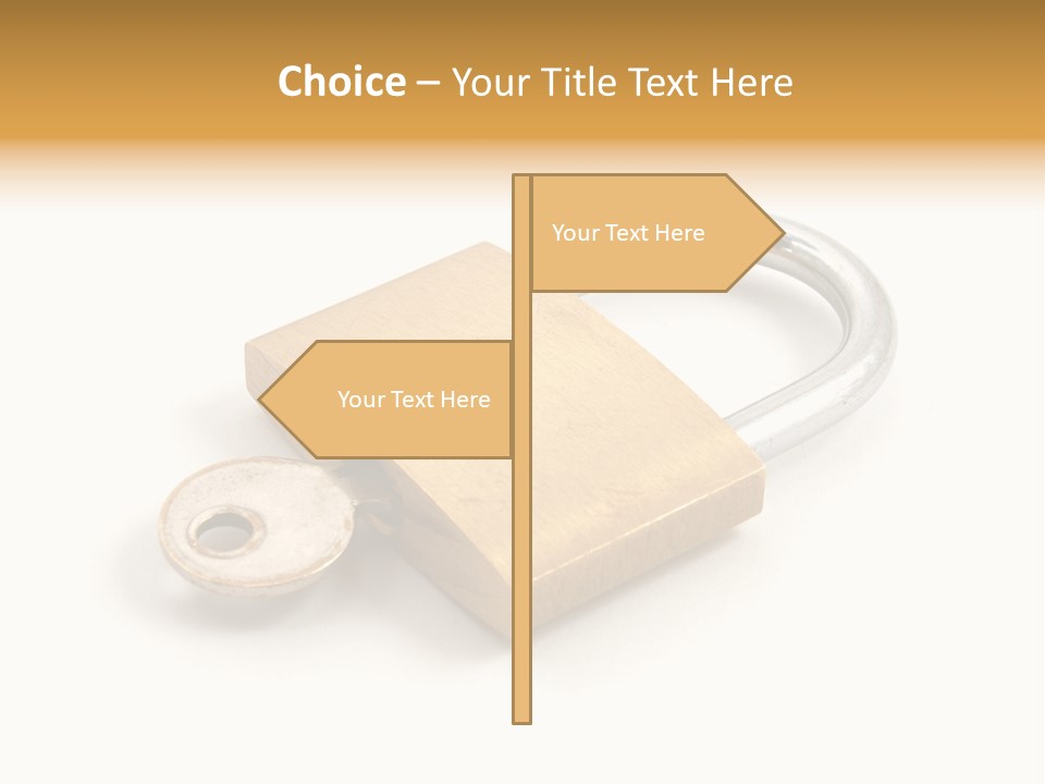 A Golden Padlock With A Key On A White Background PowerPoint Template