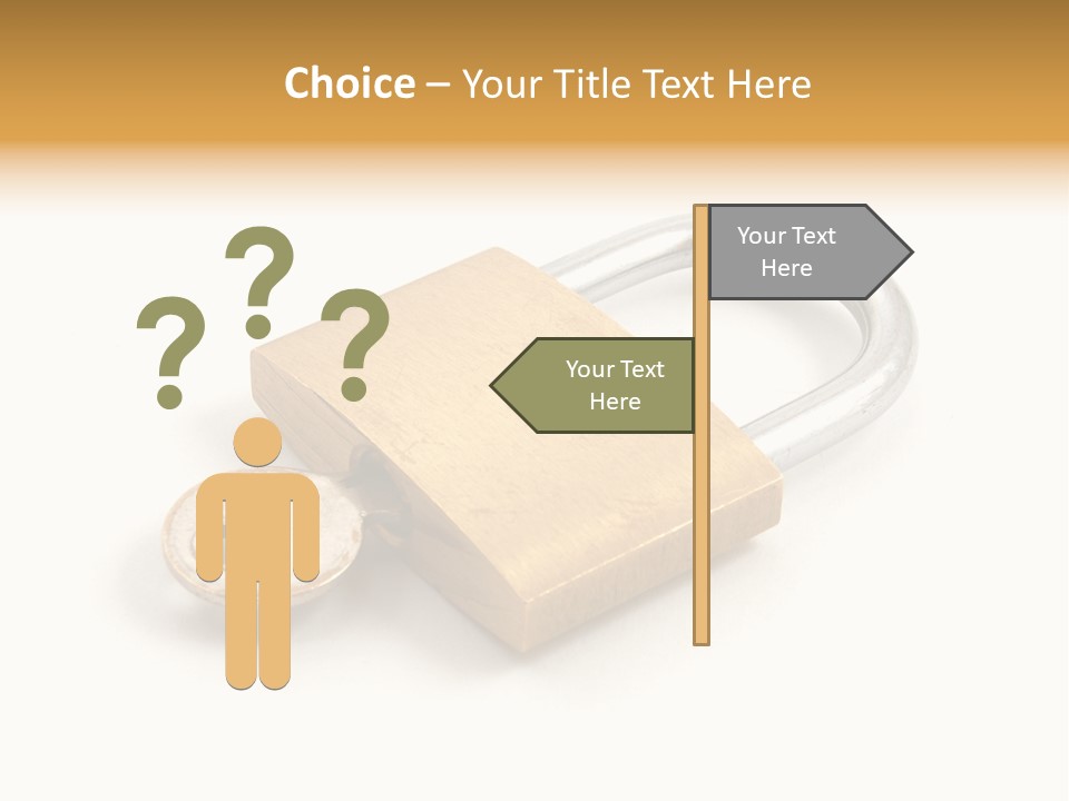 A Golden Padlock With A Key On A White Background PowerPoint Template