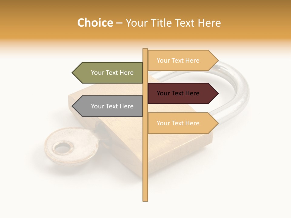 A Golden Padlock With A Key On A White Background PowerPoint Template