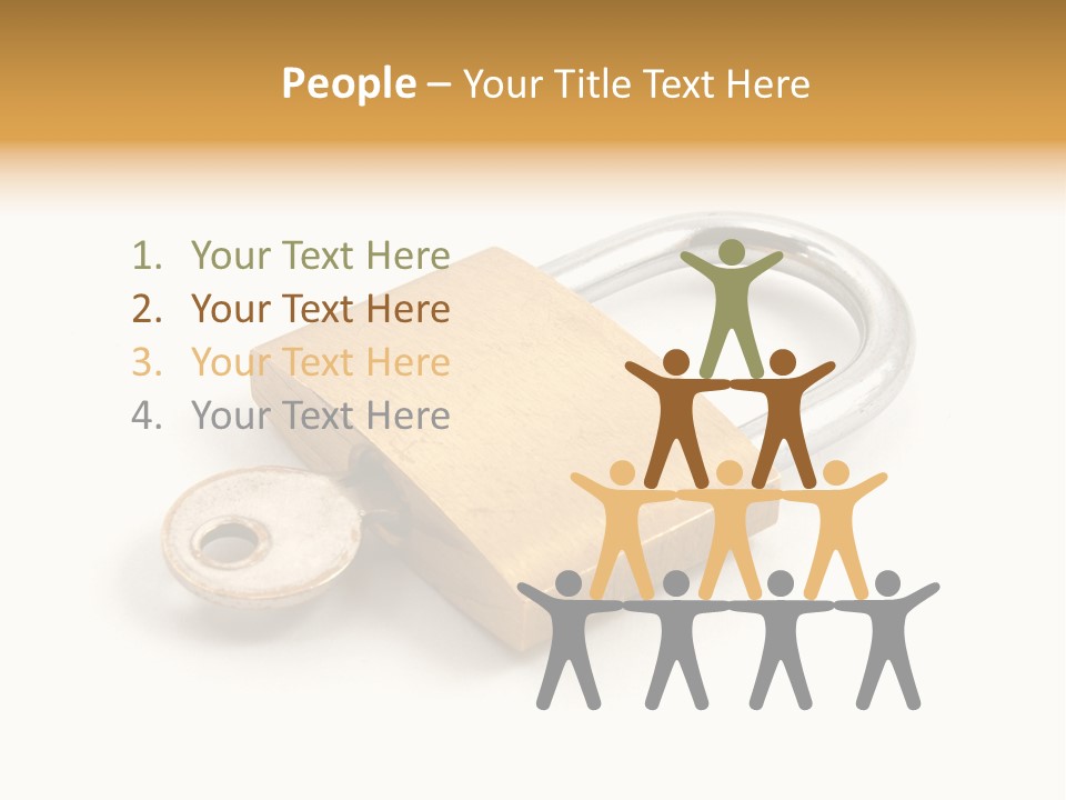 A Golden Padlock With A Key On A White Background PowerPoint Template