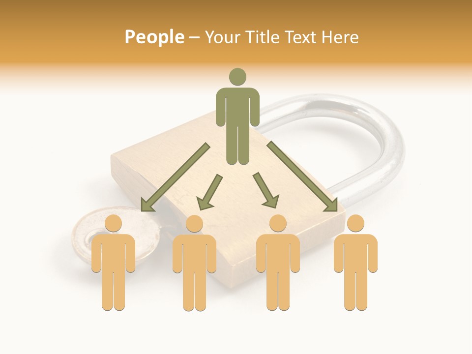 A Golden Padlock With A Key On A White Background PowerPoint Template